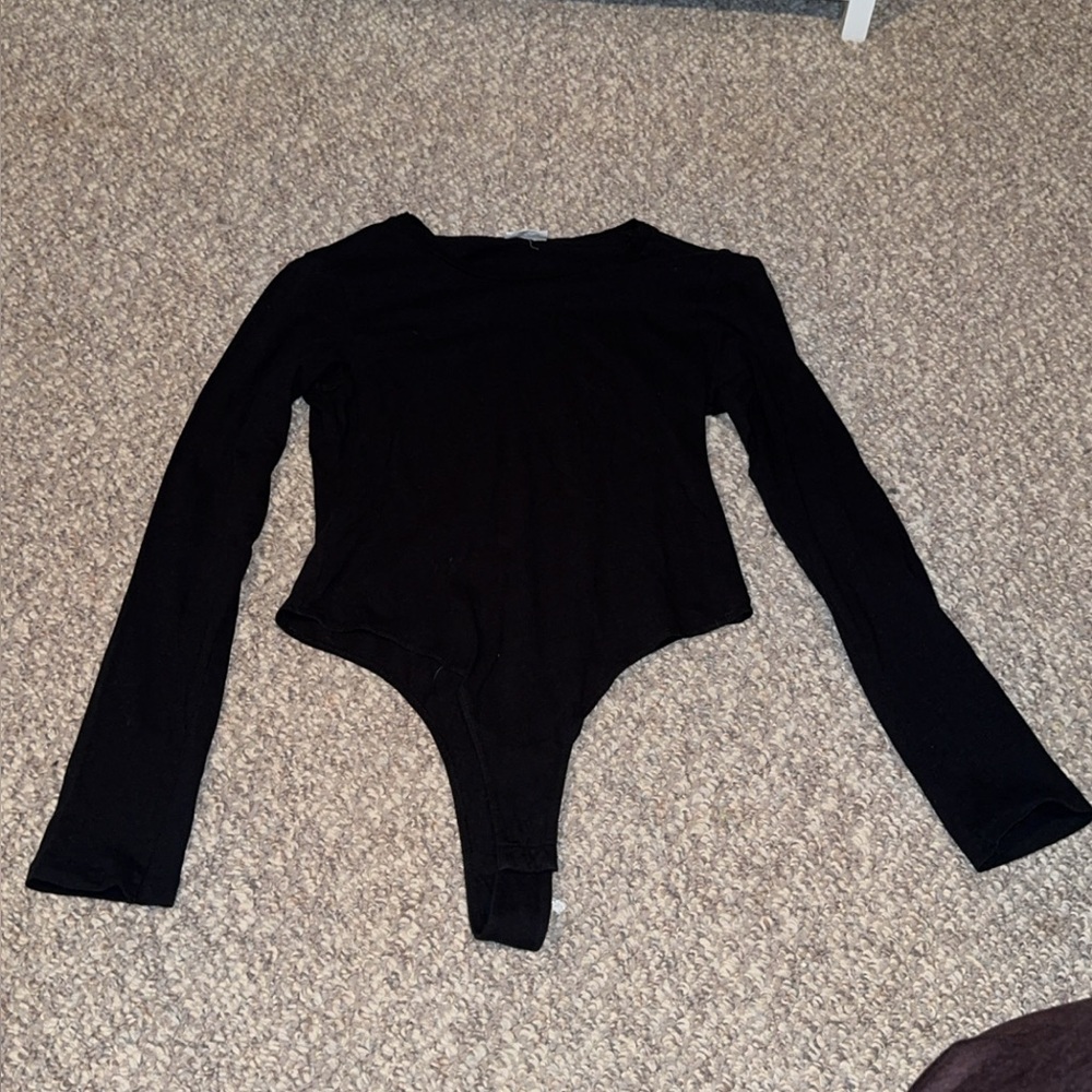 Re/Done black long sleeve bodysuit. 100% cotton